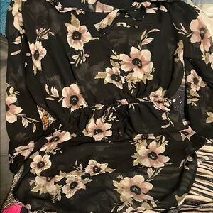 Floral Black Blouse